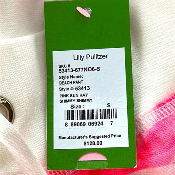 Lilly Pulitzer Linen Beach Pant Pink Sun Ray Shimmy Shimmy - Picture 8 of 9